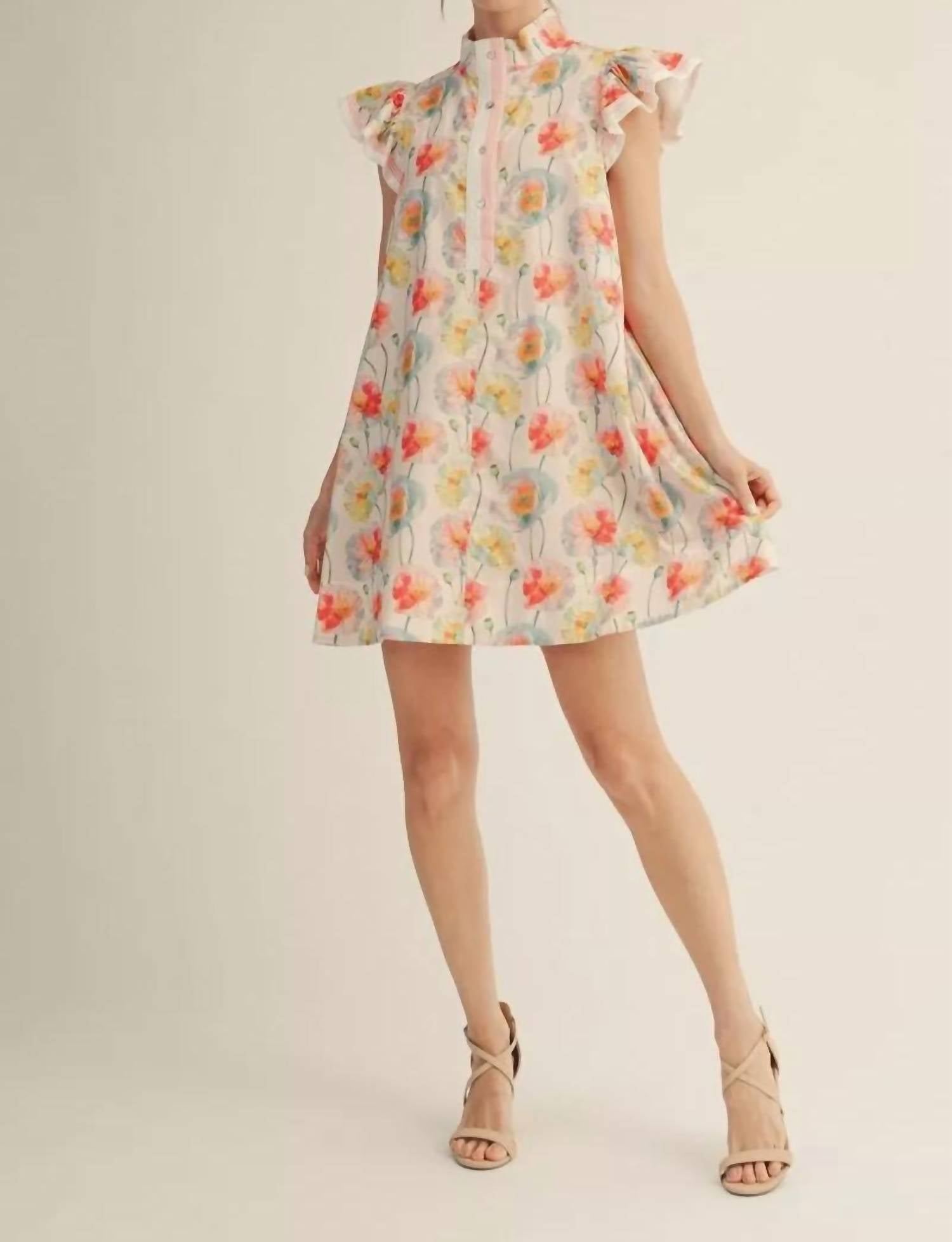 Jodifl High Neck Garden Dress in blush - women's dress