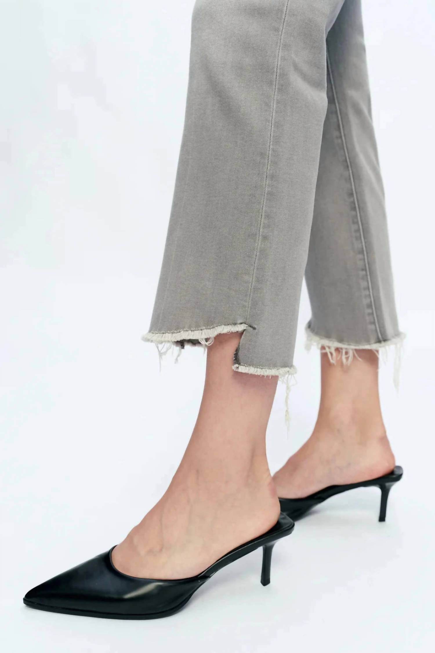 Bayeas - High-rise Straight Ankle Jeans With Raw Hem