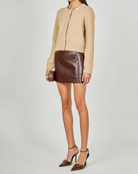 English Factory Floral Button Knit Cardigan Top in tan - women's cardigan - detail view