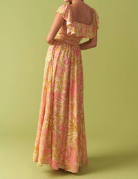 Flying Tomato - Printed Woven Midi Dress