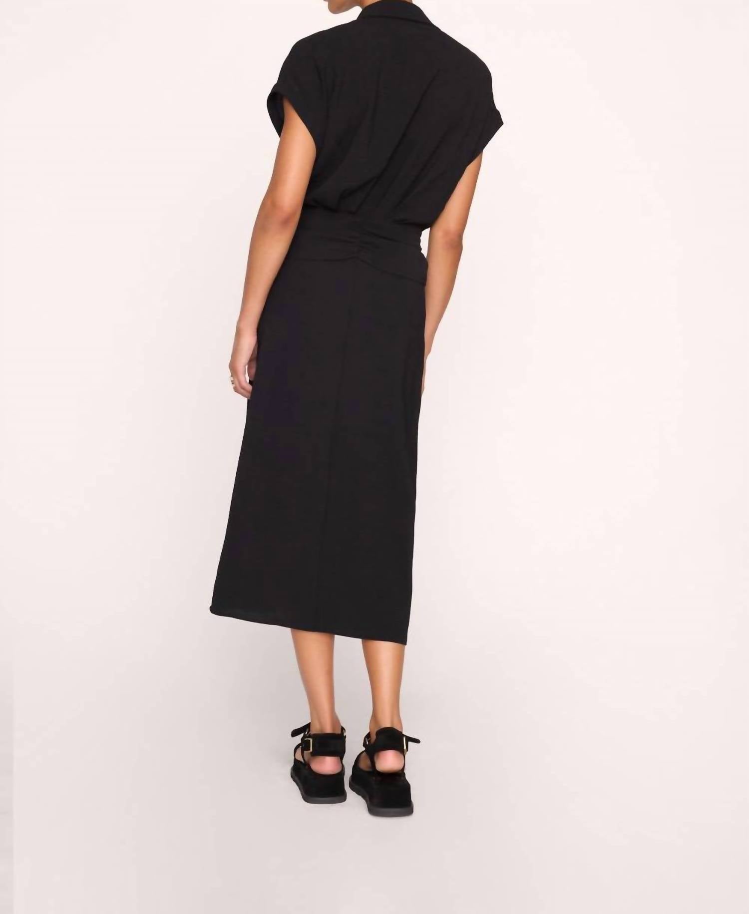 Brochu Walker Setia Belted Dress in black onyx - women's dress - detail view