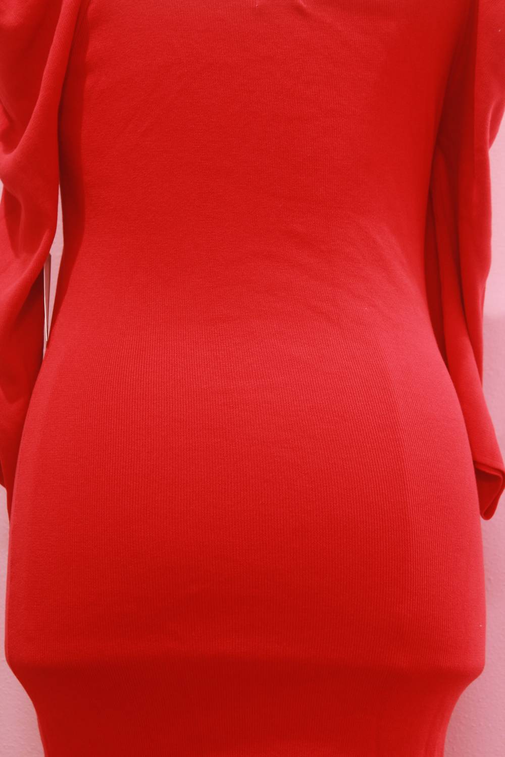 Winslow Collection Women's Puff Sleeve Bodycon Sweater Dress in red - women's dress - alternate view