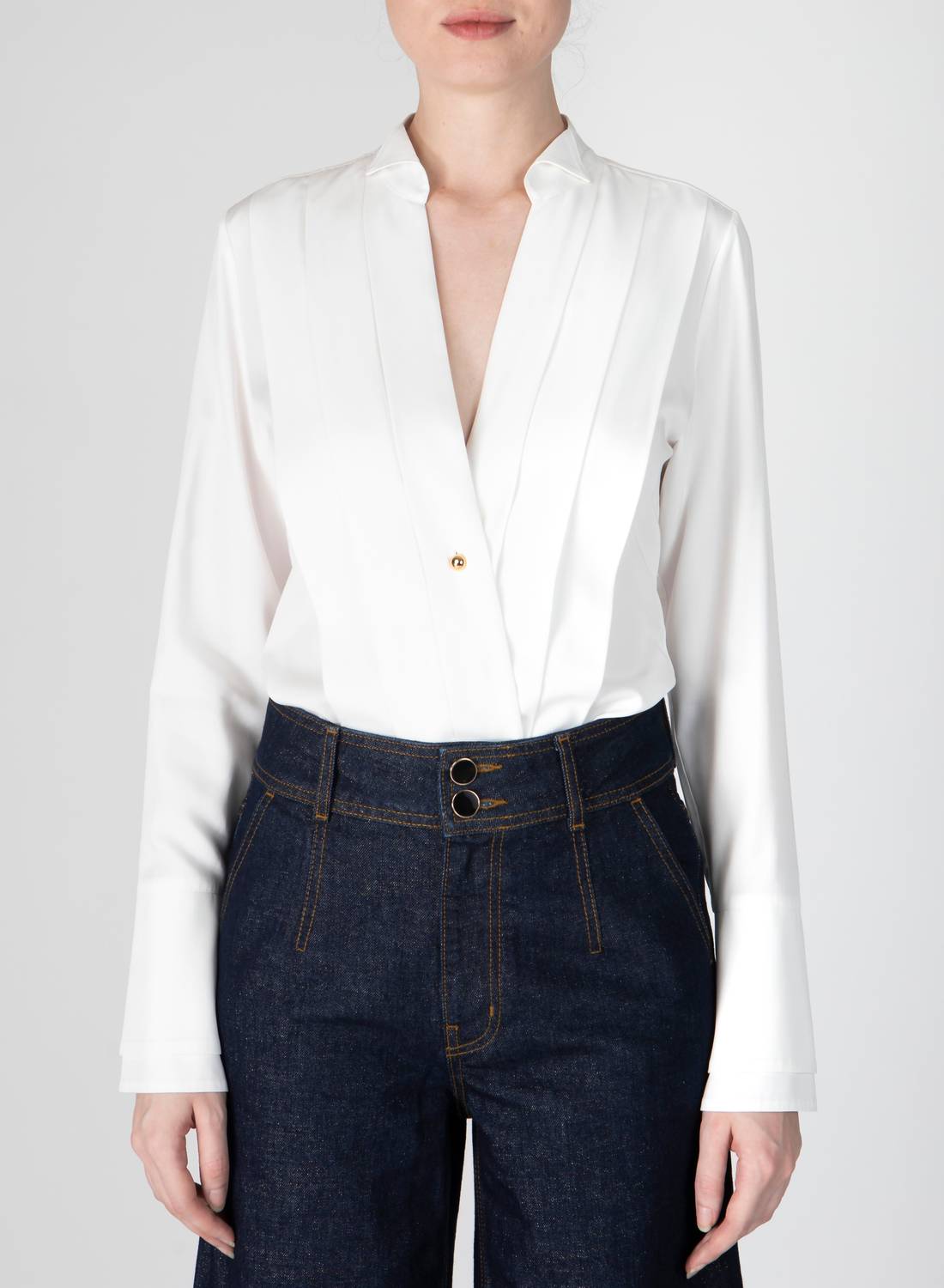 Derek Lam 10 Crosby Tiffany Pleat Front Shirt Top in blanc - women's blouse