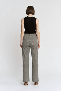 Mica Denim - Super High Loose Fit Striped Straight Jeans