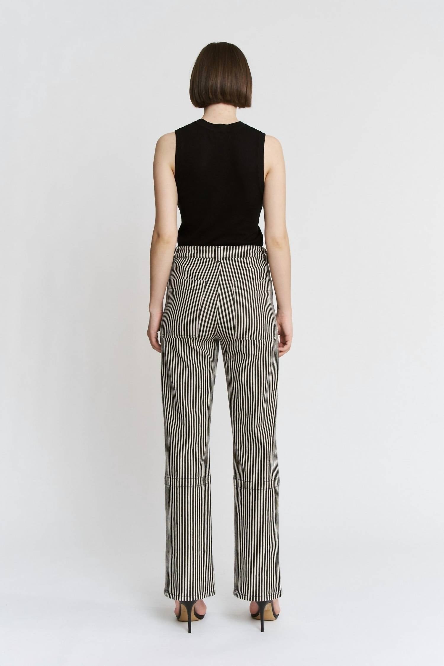 Mica Denim - Super High Loose Fit Striped Straight Jeans