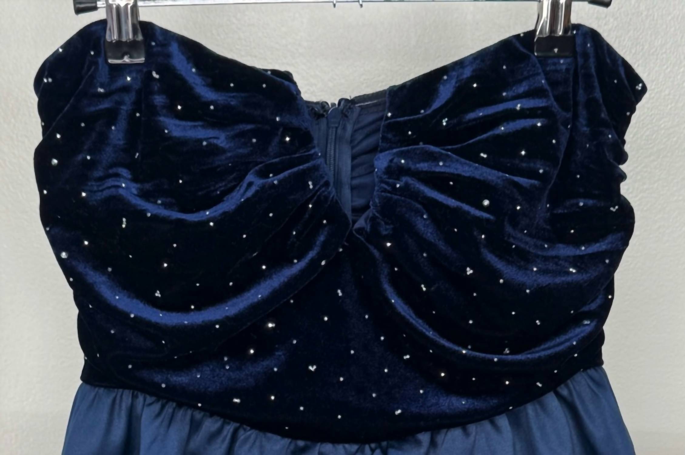 Day + Moon - Women's Strapless Velvet Bubble Hem Dress