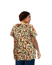 On The Plus Side - Printed Scoop Neck Short Sleeve Taylor Tunic - Plus Size