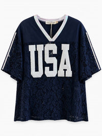 Grace + Emma - Usa Lace Jersey Shirt