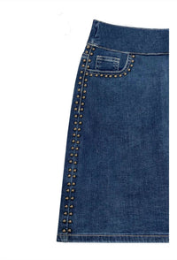 Ethyl - Women's Beaded Knee Length Denim Skirt