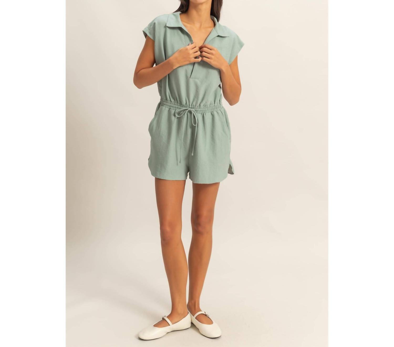 Hyfve - Collared Romper With Buttonless Placket