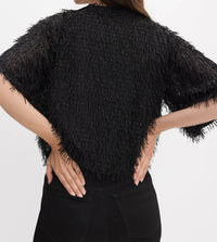 Joseph Ribkoff Fringe Blouse in black - women's blouse - alternate view