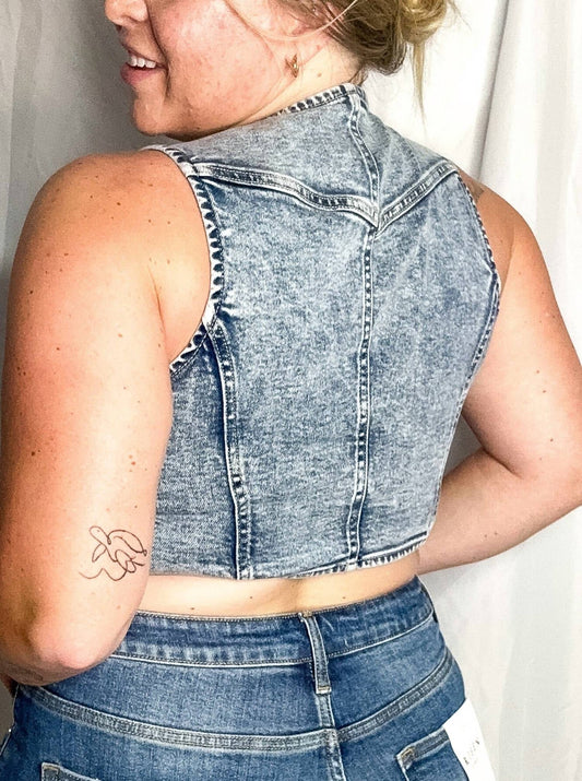 Risen - Chloe Crop Denim Vest