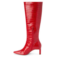 Matisse Women's Robbie Knee-high Boot in red croc - women's shoe - detail view