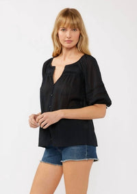Lovestitch - Puff Sleeve Pleated Yoke Top