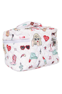 Katydid Music Girl Icons Quilted Cosmetic Bag in light pink - women's bag - detail view