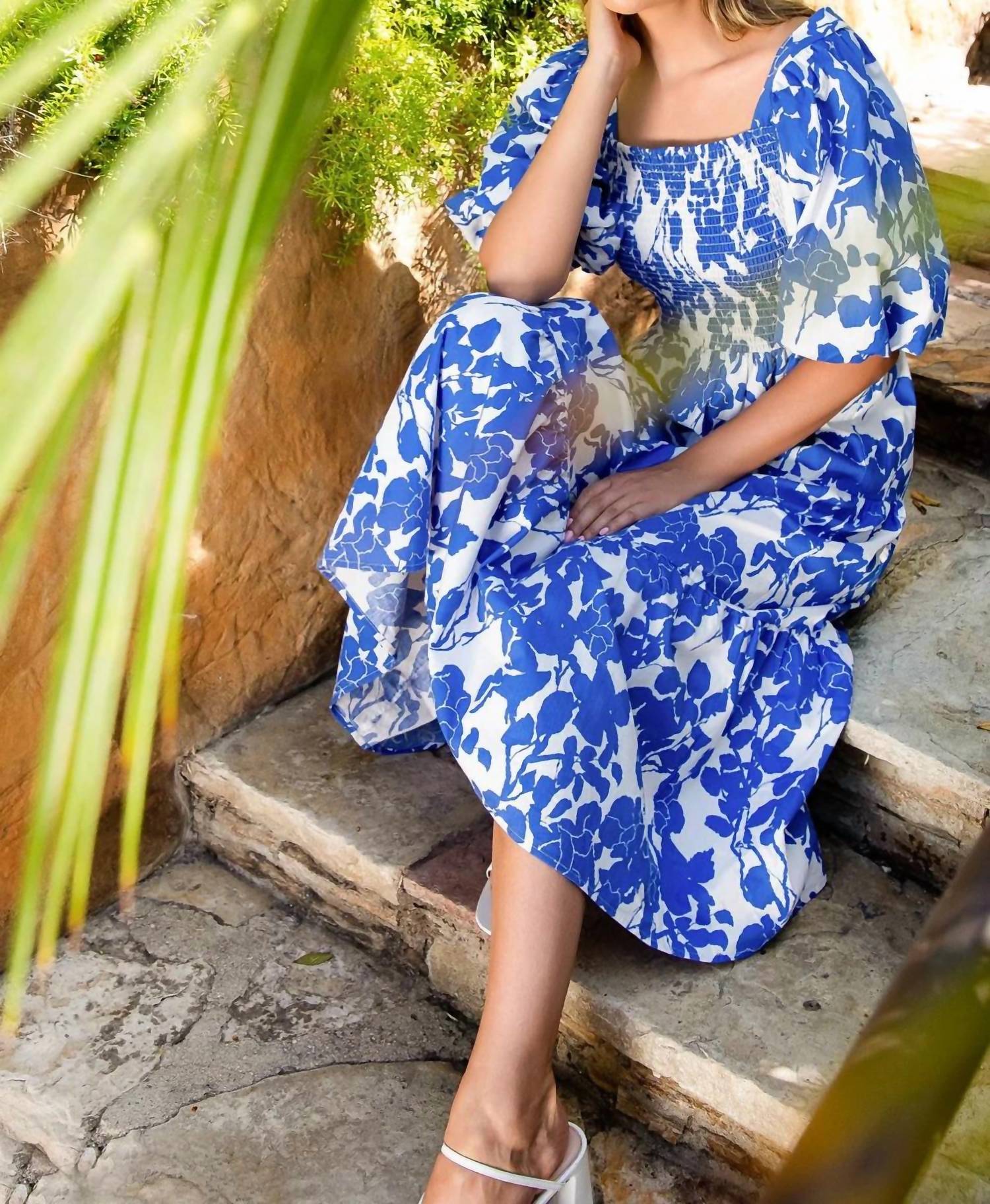 Thml - Puff Sleeve Flower Midi Dress