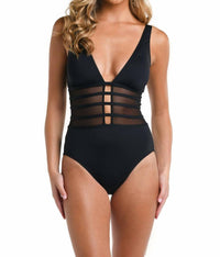 La Blanca - Women's Island Goddess Mesh Over The Shoulder One Piece Swimsuit