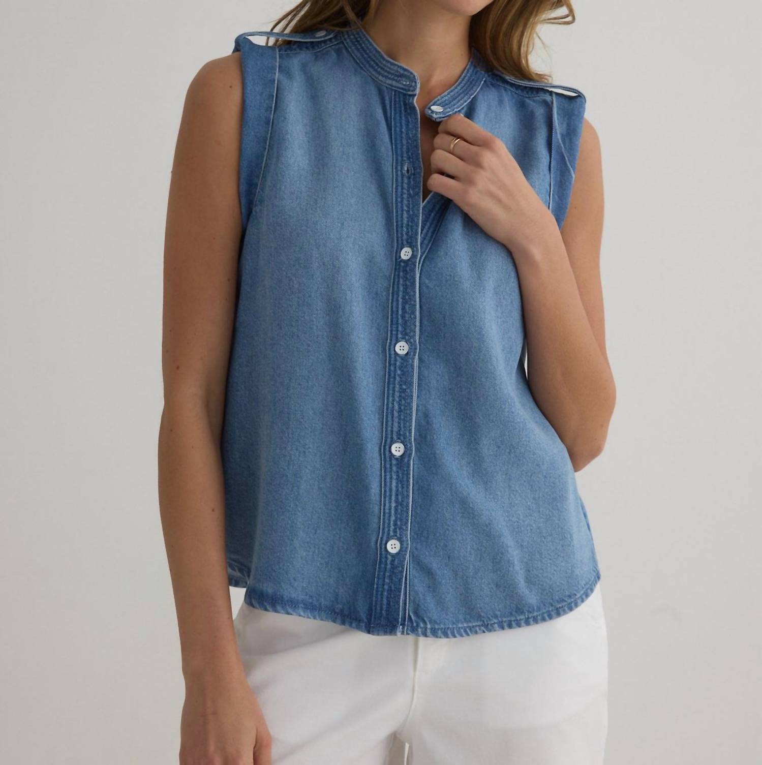 Bella Dahl - Roll Sleeve With Tabs Button Up Top