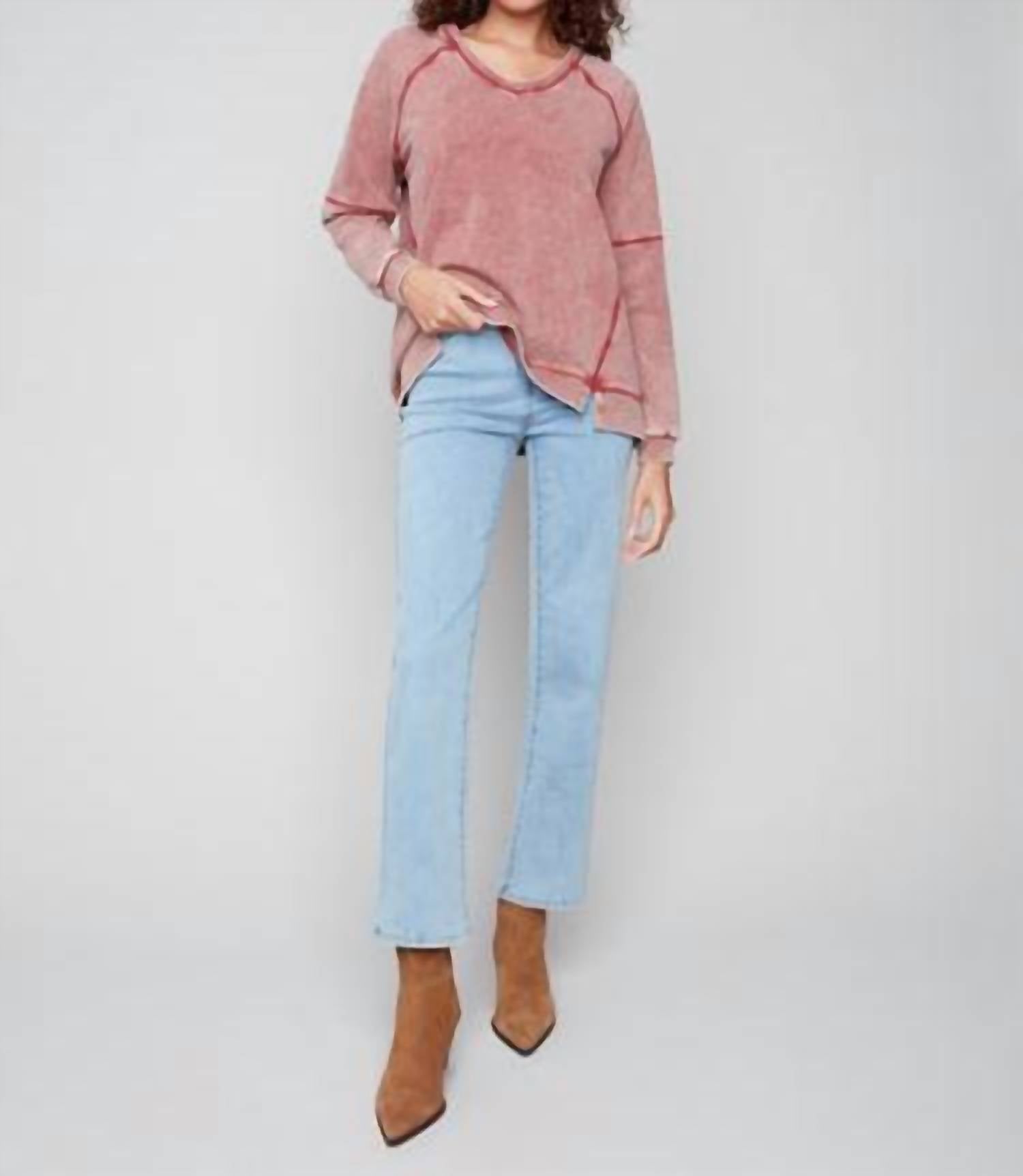 Charlie B - Cold Dye French Terry V-neck Top