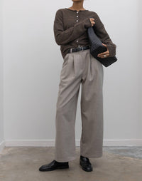 Collective Tailored Wool Blend Wide Leg Pants in beige - women's pants - detail view