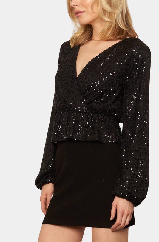 En Creme - Sequin Peplum Top