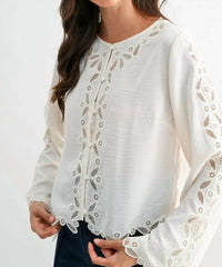 Mint Exclusives - Melanie Scallop Embroidered Lace Blouse