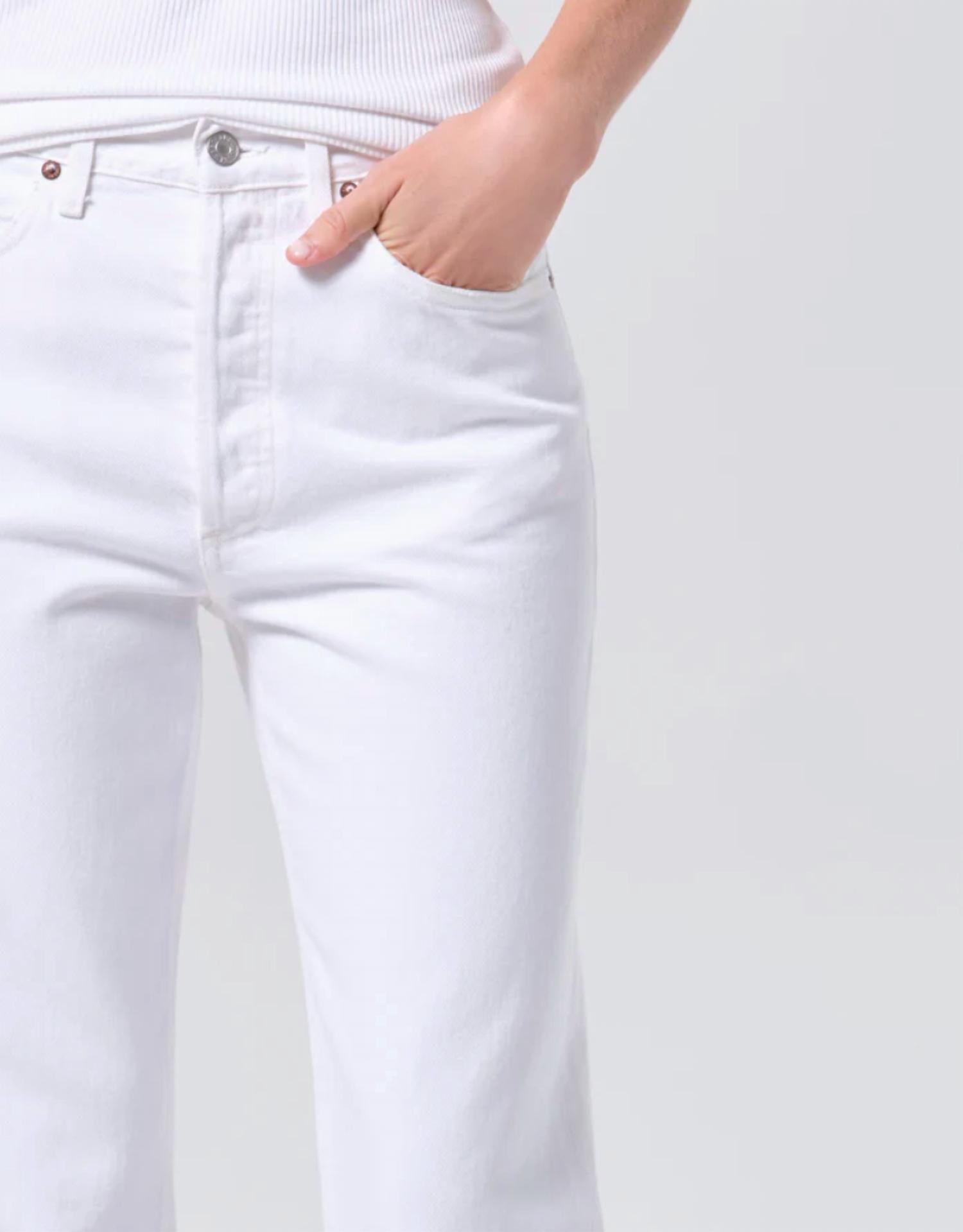 AGOLDE Lana Denim Pants in marshmallow - women's jeans - detail view