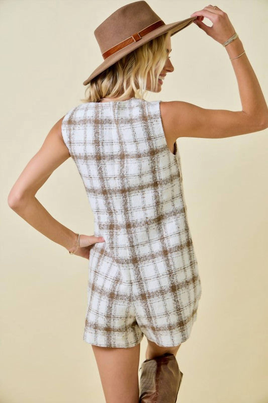 Day + Moon - Crossed My Mind Tweed Romper