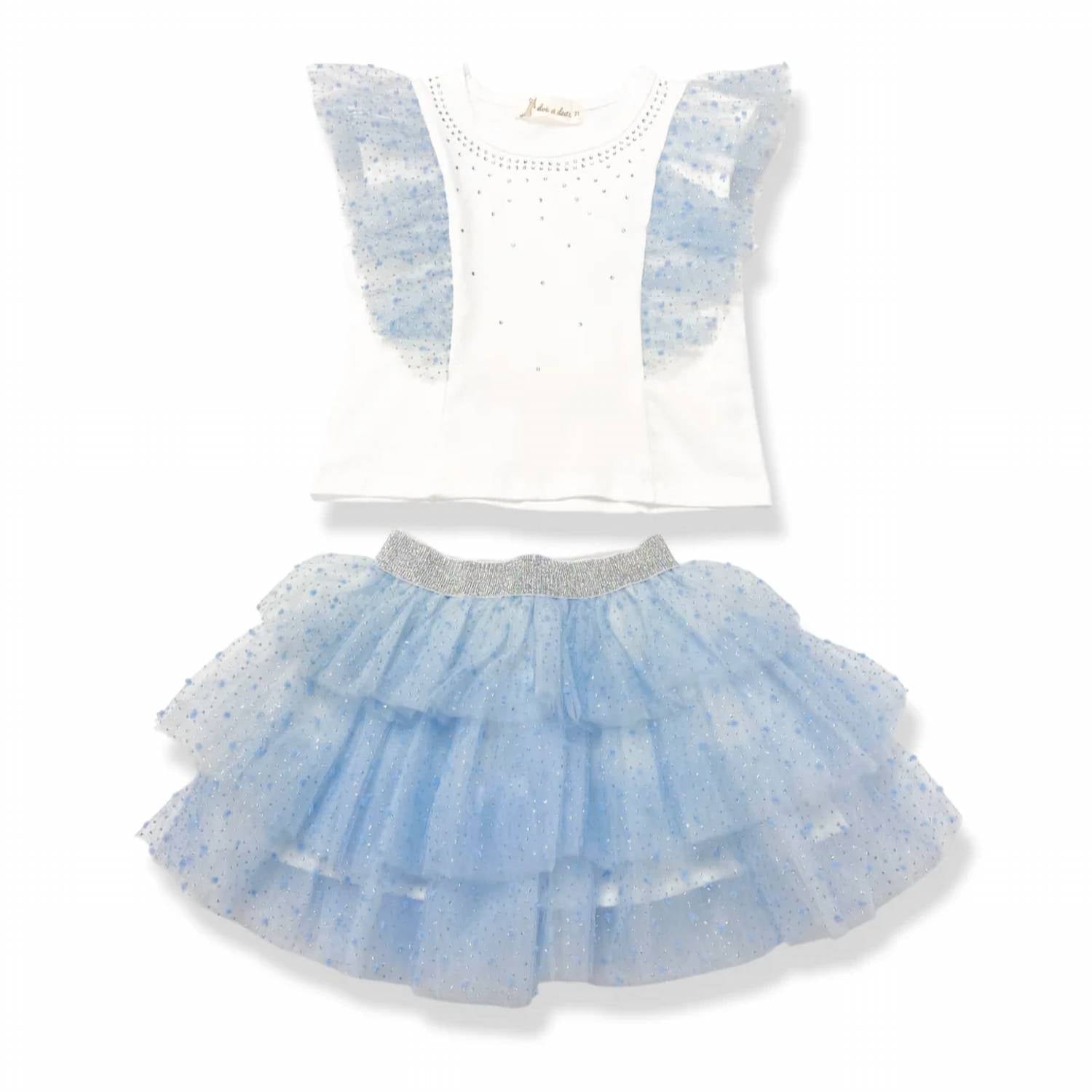 Doe A Dear - Kid's Dot Mesh Tee & Tutu Set