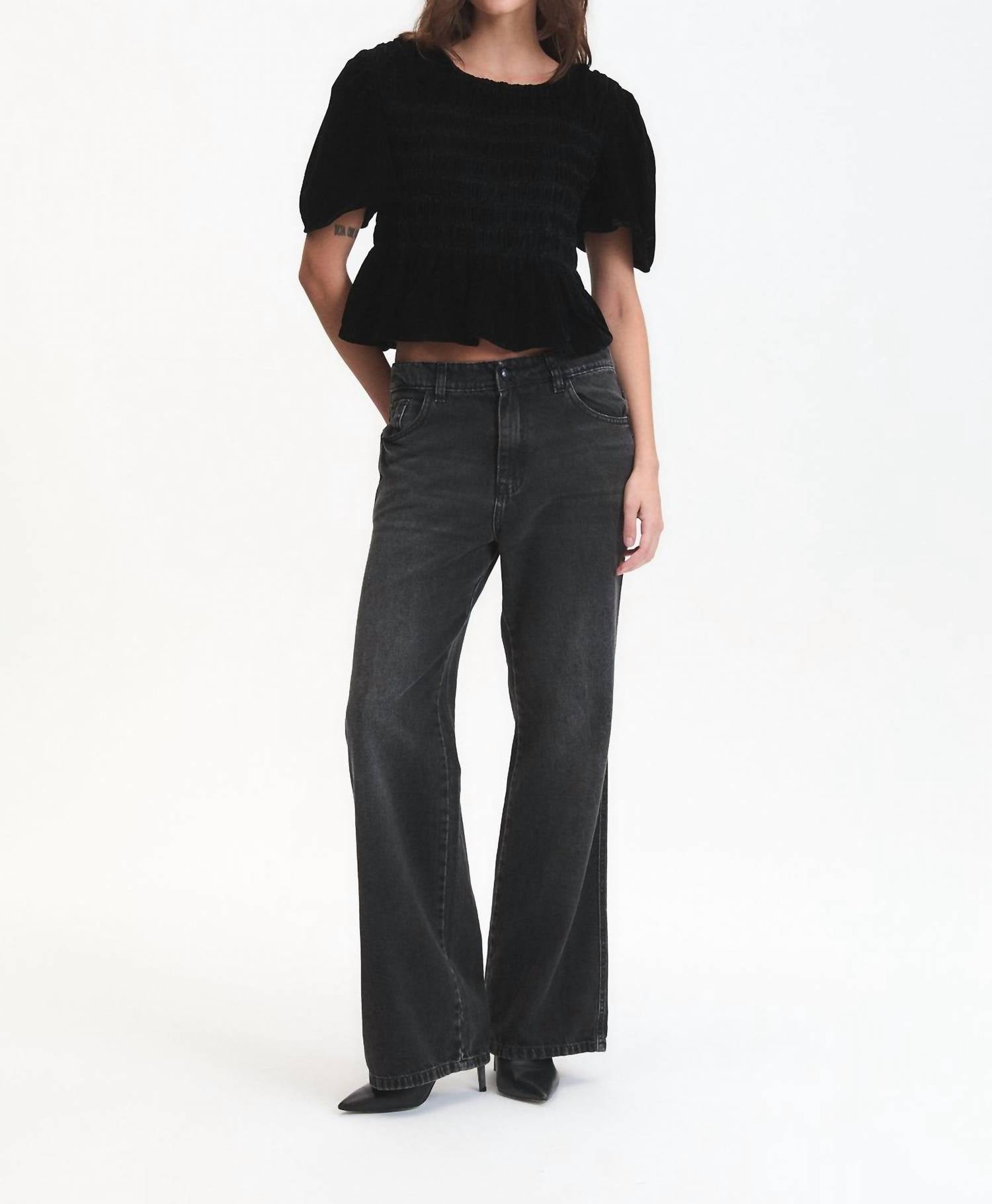 DELUC Forrest Top in black - women's blouse - detail view