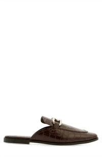 Jeffrey Campbell Women's Moment Flat Shoes in dark brown croc - women's flats - detail view