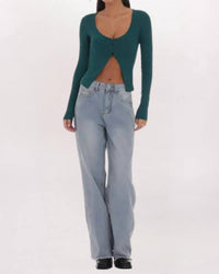 Lucy in the Sky RIBBED FLY-AWAY TOP in the sky ribbed fly away top in teal - women's shirt - view 4