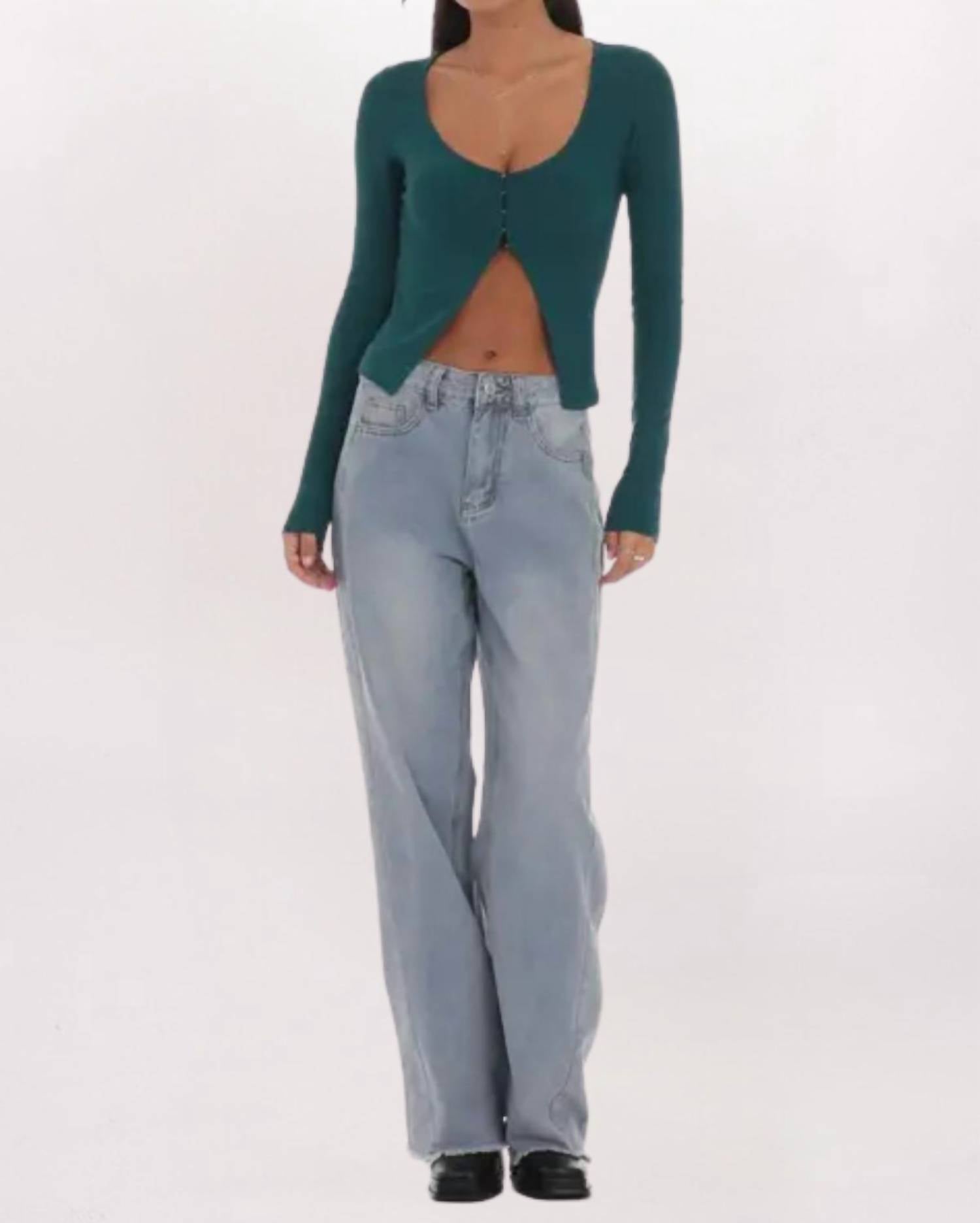 Lucy in the Sky RIBBED FLY-AWAY TOP in the sky ribbed fly away top in teal - women's shirt - view 4