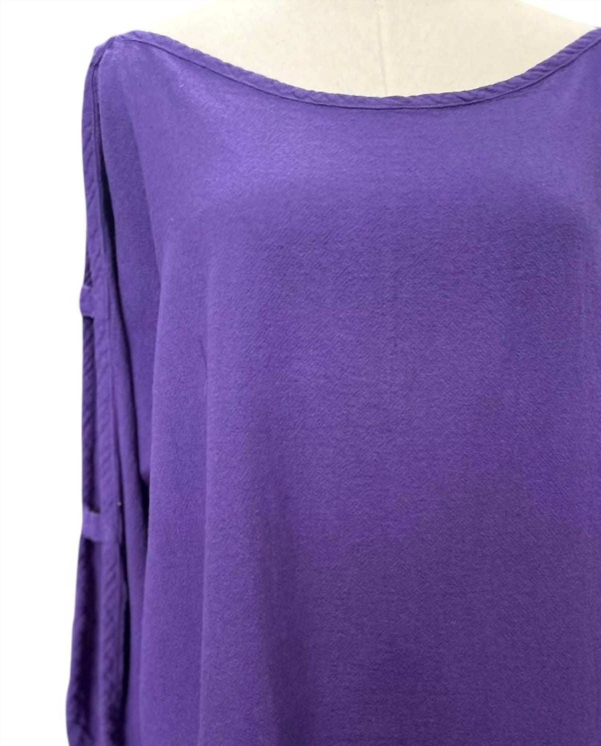 Oh My Gauze! Women's Magy Opened Sleeved Top in grape - women's blouse - detail view