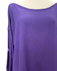 Oh My Gauze! Women's Magy Opened Sleeved Top in grape - women's blouse - detail view