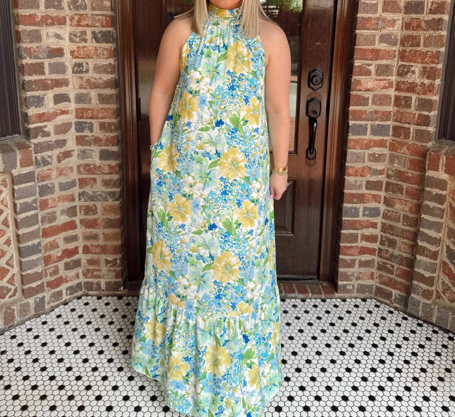 Entro - Oceanside Halter Mock Neck Maxi Dress