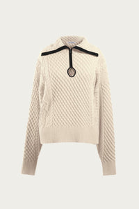 CABLE KNIT KEY HOLE SWEATER