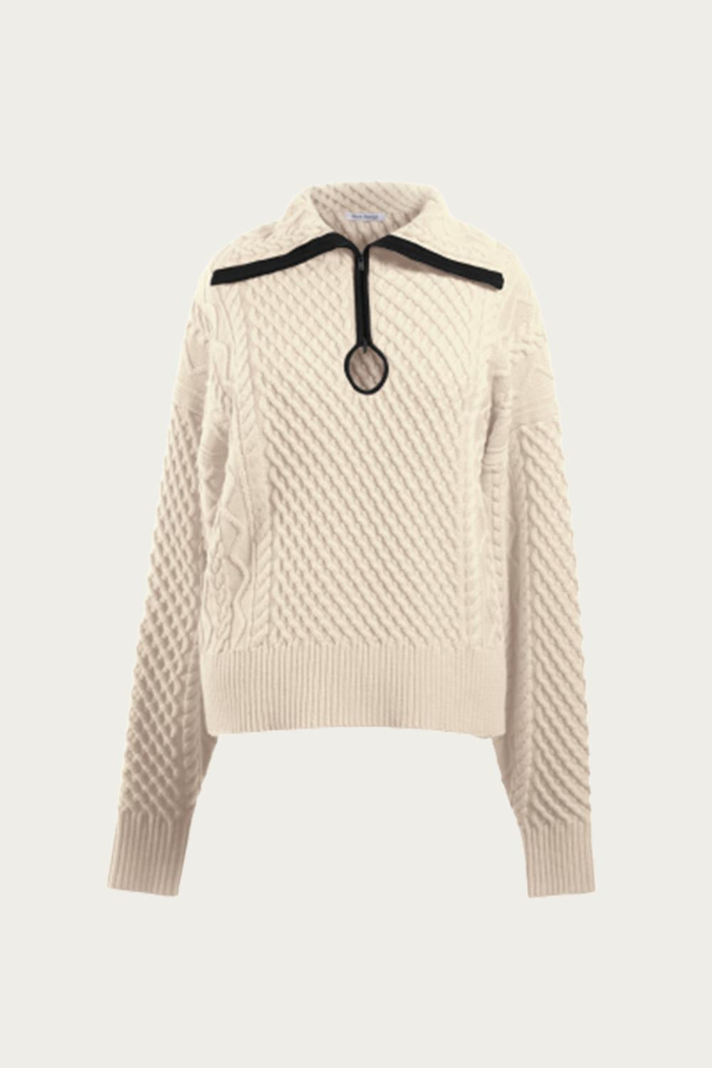CABLE KNIT KEY HOLE SWEATER