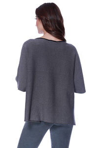 2-Tone High Slit Sweater Poncho