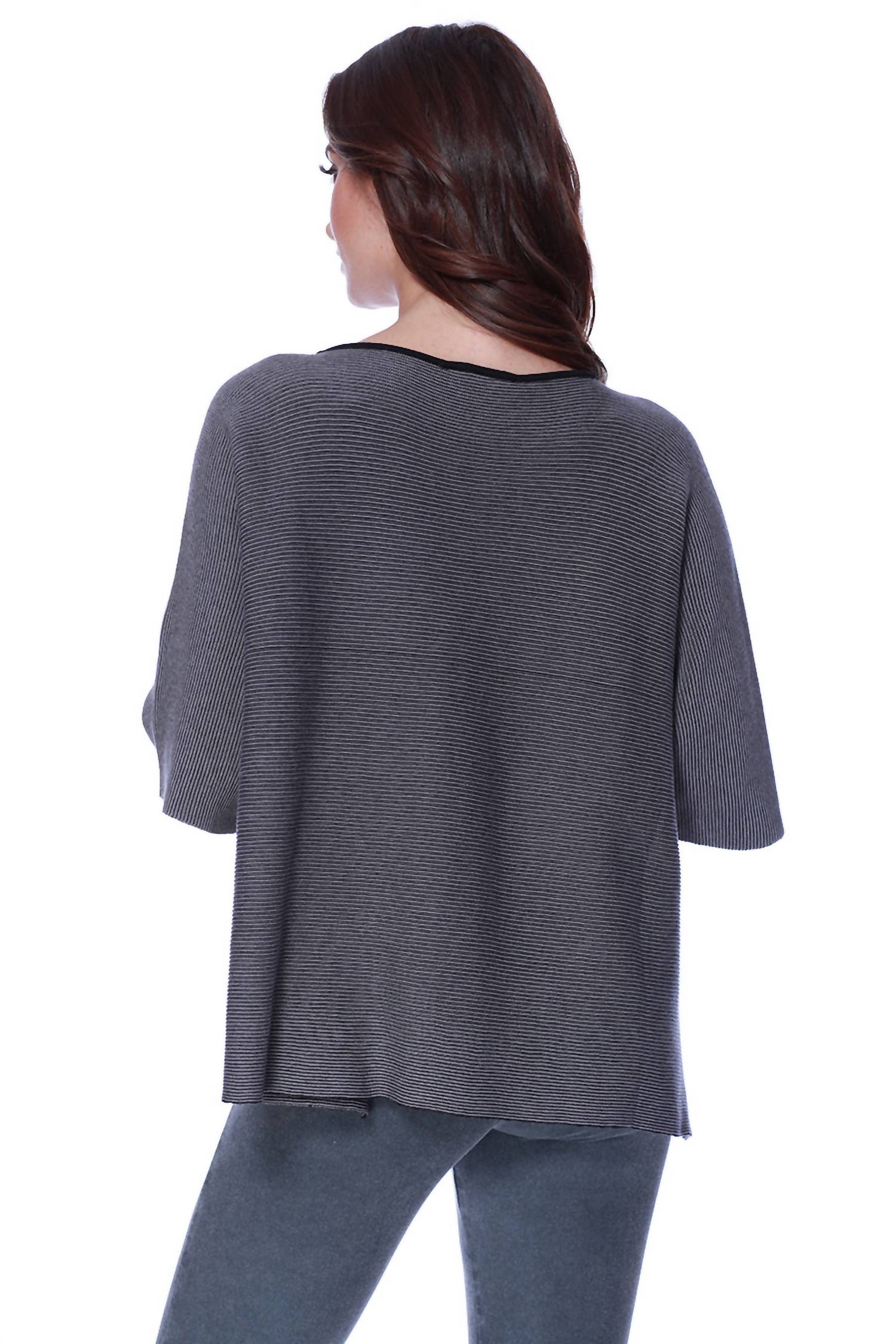 2-Tone High Slit Sweater Poncho