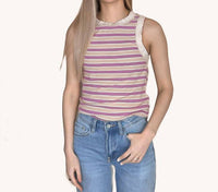 Hem & Thread - Round Neck Ribbed Striped Tank Top