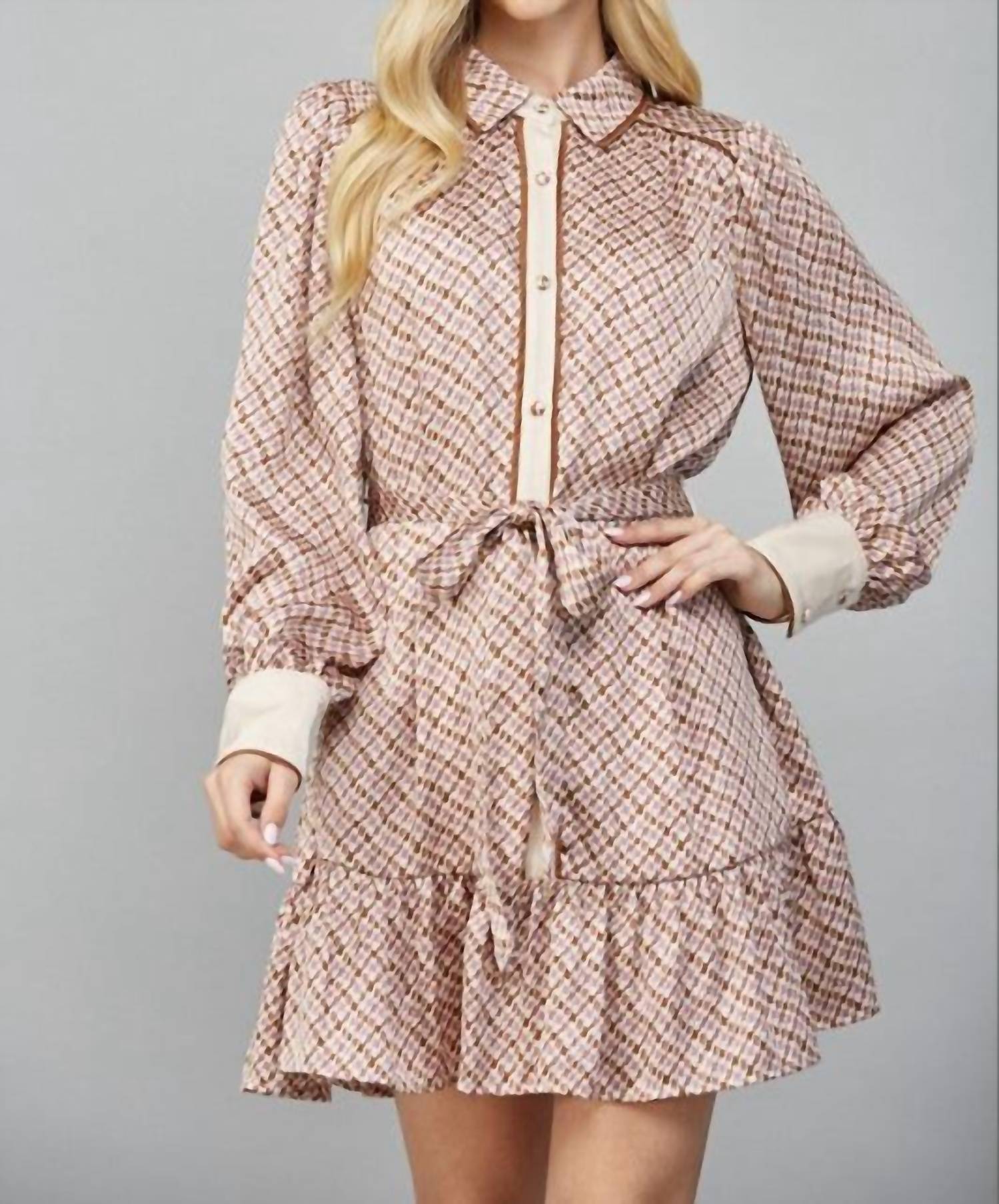 Fate by LFD Geometry Baby Dress in taupe - women's dress