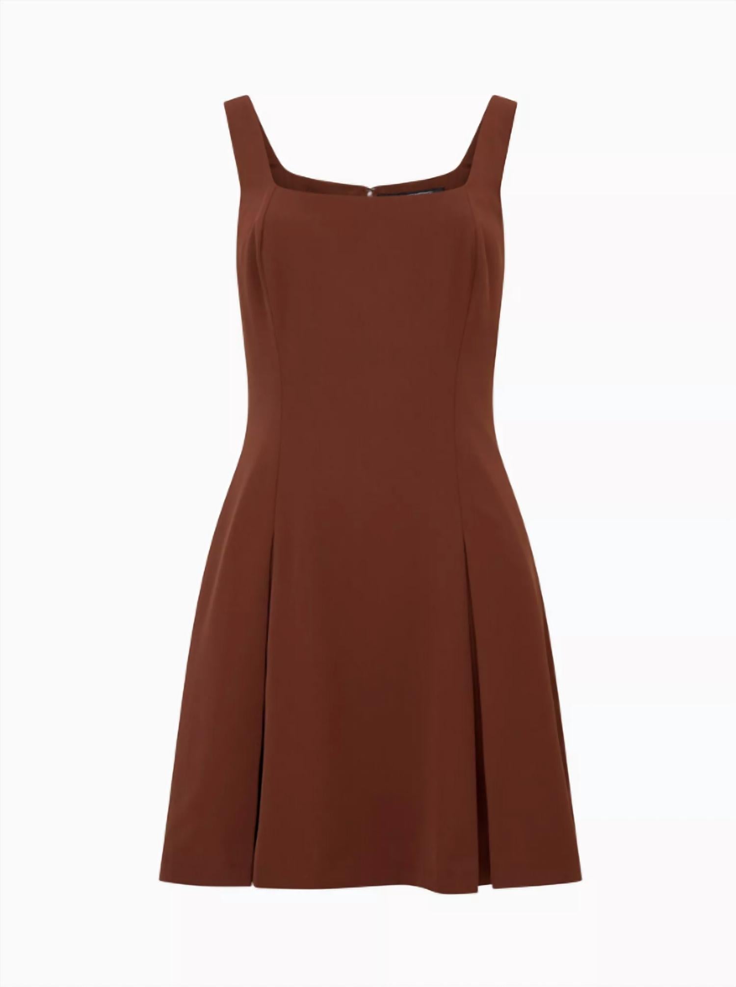 FRENCH CONNECTION Square Neck Inverted Mini Dress in chocolate - women's dress - view 4