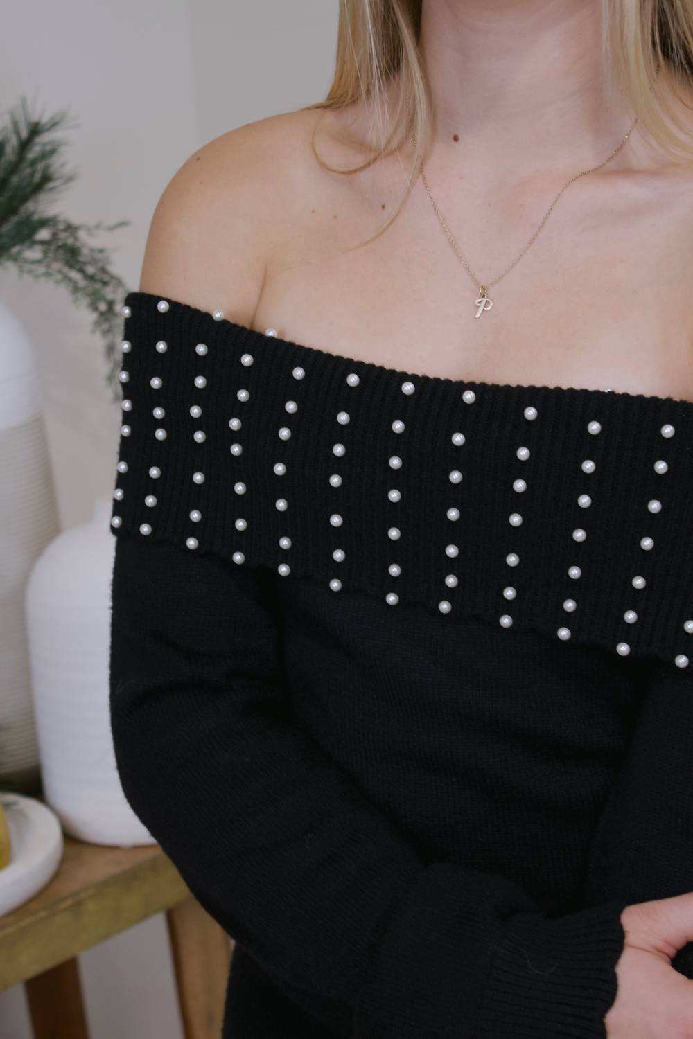 ABLE Knit Pearl Maxi Dress in black - women's dress - view 5