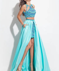 Rachel Allan - Fully Beaded Two-piece Prom Dress With Overskirt