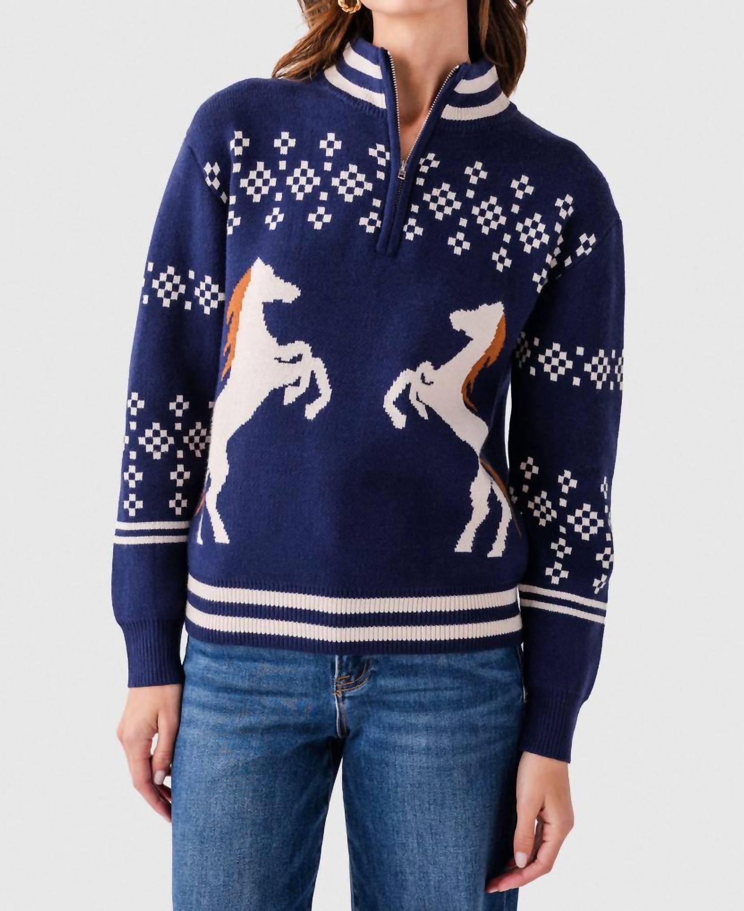 Thml - Horse Novelty 1/2 Zip Sweater