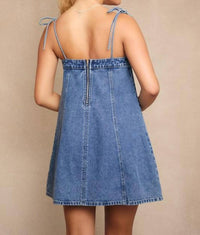 Le Lis - Macy Lace Up Denim Dress