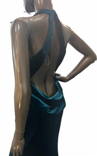 Halter neck velvet gown