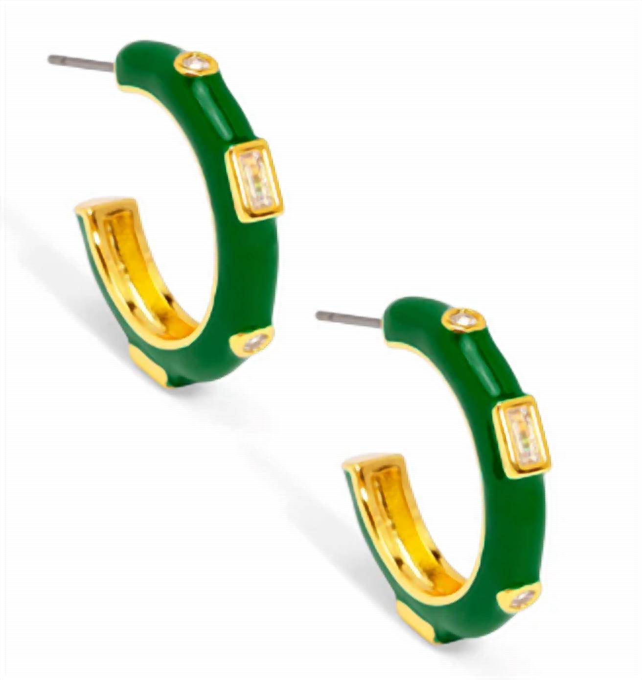 ZENZII Women's Small Enamel Crystal Earrings in emerald - women's jewelry
