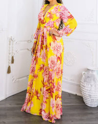 Surelymine - Sunset Bloom Maxi Dres Floral Wrap Dress